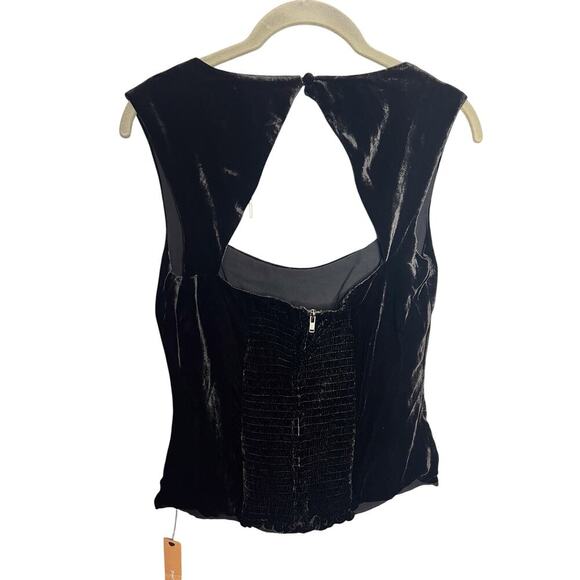 NWT Reformation Diandra Velvet Top Black Cutout Size 6 - Picture 6 of 6